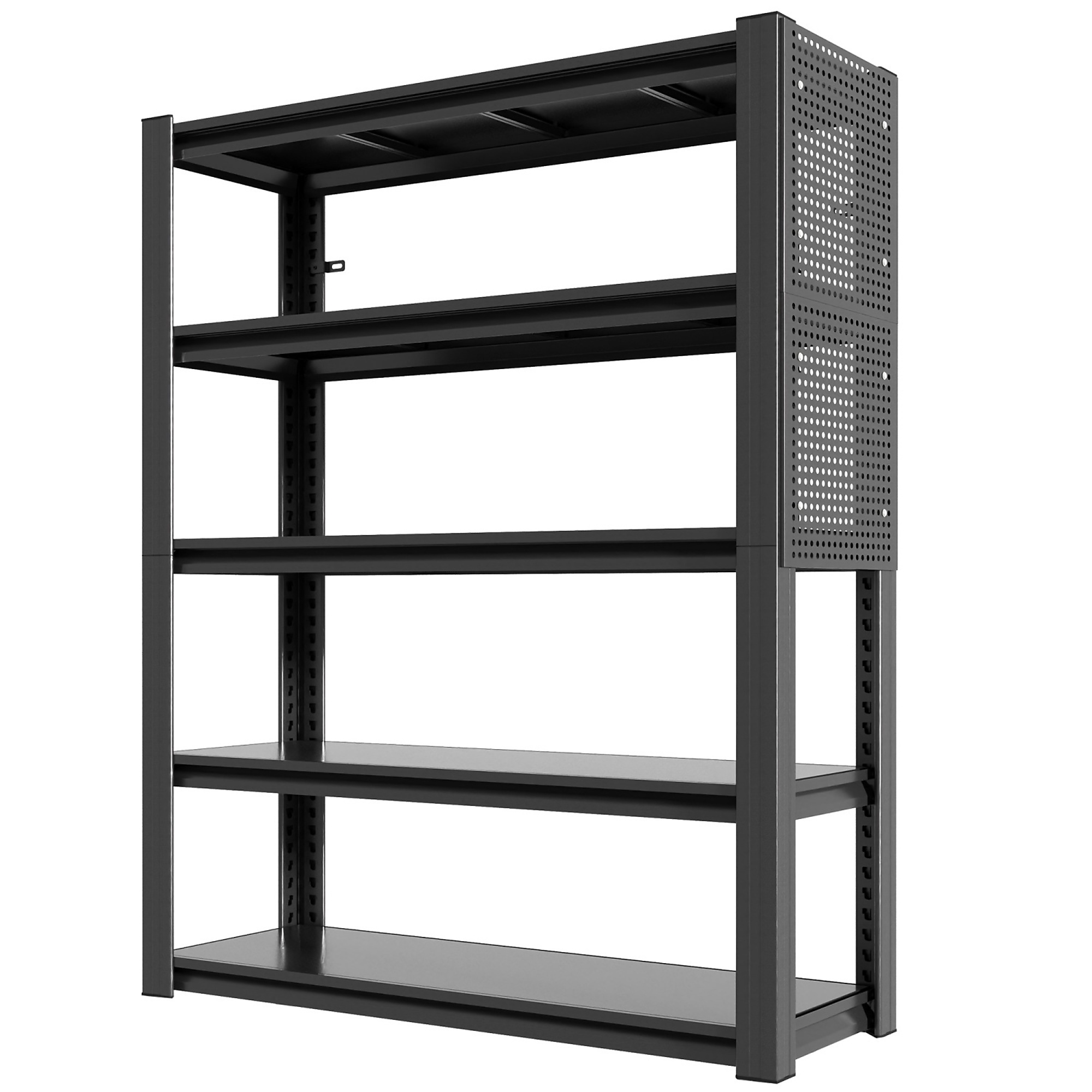 78"H 5-Tier Adjustable Heavy-Duty Storage Shelving with Pegboard